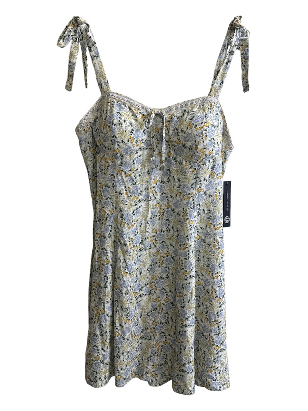 As U Wish White and Light Blue Floral Tie-Shoulder Sundress